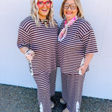 Stripes & Lace Pants - Brown/Pink
