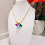 McKinney Cream Gold Plated Crystal Charm Beaded Necklace