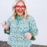 Autumn Meadow Olive Floral Top