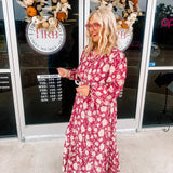 Oddi Burgundy Floral Maxi Dress