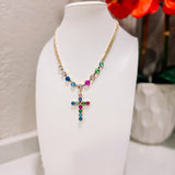 Sofitella Ultra Multi Color Cross Chain Necklace