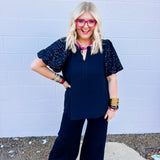 Oddi Black Sequin Sleeved Top