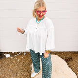 Oddi White Henley Blouse