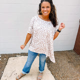 Oddi Sharkbite Hem Top in Bone-Taupe