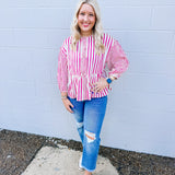 Add a Bow Striped Top in Fuchsia