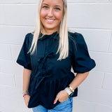 Button + Bows Top in Black