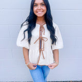 Oddi Ecru Suede Top