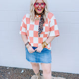 Stylive Light Orange Check Point Top