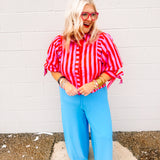 Entro Red and Pink Stripes Top