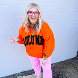 LULU MAC: Orange and Black Logo Crew