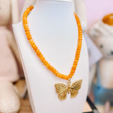 HD: Orange Beaded Butterfly Necklace
