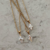 DAINTY PEARL CROSS NECKLACE