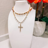 Sofitella Ultra Clear Crystal Cross Chain Necklace