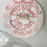 Heirloom Birthday Plate: Girls Plaid Bows