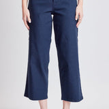 Hyper-Stretch Wide Leg Crop: Navy