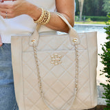 Caroline Hill Kinzley Tote Nude Quilted