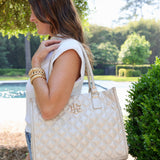 Caroline Hill Hailey Tote Pearl Quilted