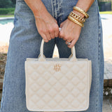 Caroline Hill Ricky Mini Tote Cream Quilted