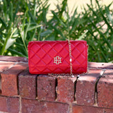 Caroline Hill Bryn Clutch Crossbody in Red Patent