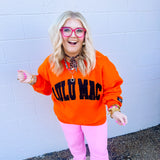 LULU MAC: Orange and Black Logo Crew
