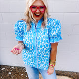 Entro Flirty Floral Blue Top