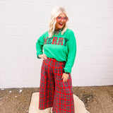 AnnieWear Plaid Tartan Wide Leg Pant