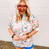 Umgee Sweet Temptations Floral Striped Top (S-2X)