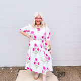 Heart of Grace Pink Floral Midi Dress