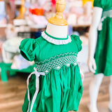 LuLu BeBe Green Smocked Bubble Girls