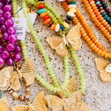 HD: Light Green Beaded Butterfly Necklace