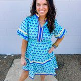 Jodifl Spring Boho Aqua Floral Dress