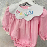 Hampton James Lottie Pink Scalloped Collar Bubble (Monogram Included)