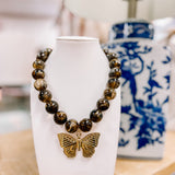 Hart Designs: Brown Bubble Beads Butterfly Necklace