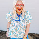 Blue Meadow Floral Top