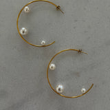 LARGE PEARL HOOPS