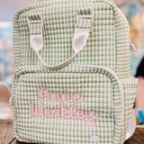 TRVL Quilted All You Need Diaper Bag in Pimlico Stripe Green