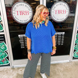 Zenana Ellie Ribbed Top-Dark Blue