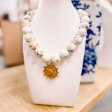 Hart Designs White Bubble Beads Duck Coin Pendant