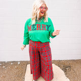 AnnieWear Plaid Tartan Wide Leg Pant