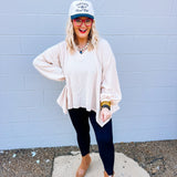 Oddi Cream V-Neck Top