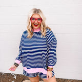 Stylive Sloane Stripe Top-Navy/Cream/Pink
