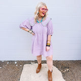 Oddi Shirt Dress in Lavender Combo