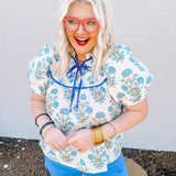 Blue Meadow Floral Top