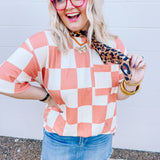 Stylive Light Orange Check Point Top