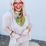 Stylive Taupe/Cream Checkered Top