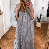 Boujee Black Striped Button Down Dress