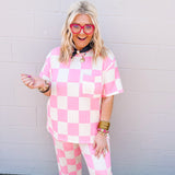 Stylive Check Point Pant Pink/Cream