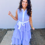 Entro Blue Collared Stripes Dress