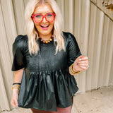Leather Tuck Blouse