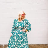 Oddi Teal Floral Maxi Dress